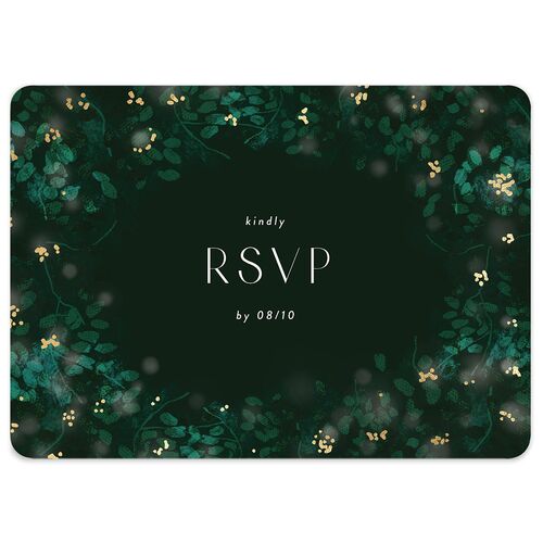 Moonlit Garden Wedding Response Cards Gold Dark Emerald Signature Rounded