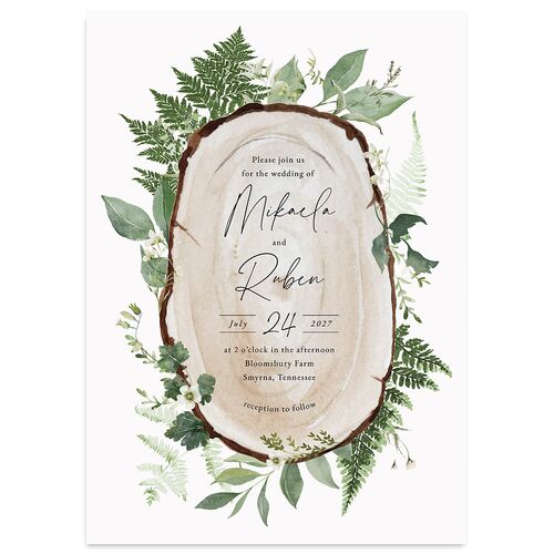 Fairytale Woodgrain Slab Wedding Invitations Pure White Signature Blank No Standard