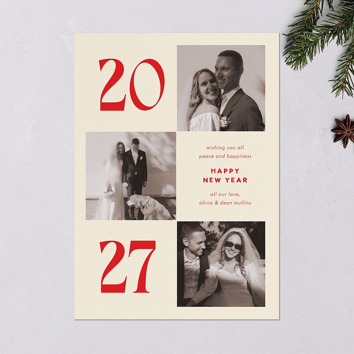 Bold Year Photo Series Holiday Cards Candy Pink Signature Blank Standard