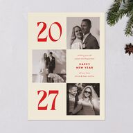 Bold Year Photo Series Holiday Cards Candy Pink Signature Blank Standard