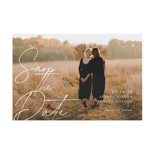 Corner Script Save the Date Postcards Daffodil