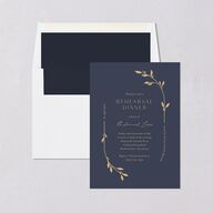 Gilded Sprigs Rehearsal Dinner Invitations Moody Blue Signature Blank Standard