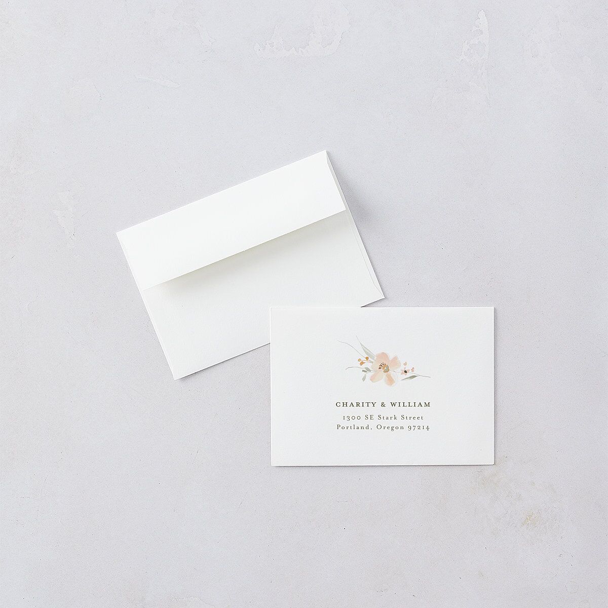 Floral Photo Response Card Envelopes Blush White Return Address Signature Standard