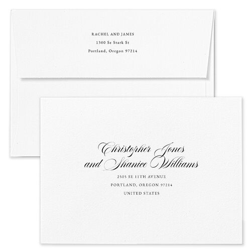 Luxe Monogram Rehearsal Dinner Invitation Envelopes White Pure White Both Recipient and Return Addresses Signature Standard