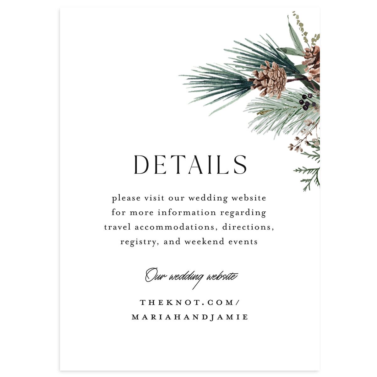 Rustic Pine Wedding Enclosure Cards