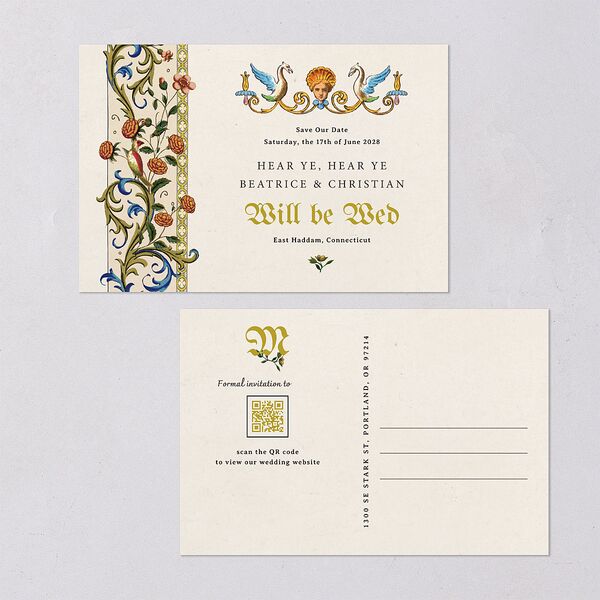 Medieval Renaissance Save the Date Postcards Moss