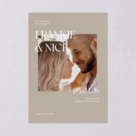 Checked Save the Date Cards Taupe Signature smooth Blank No