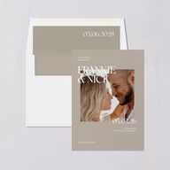 Checked Save the Date Cards Taupe Signature smooth Blank No Standard