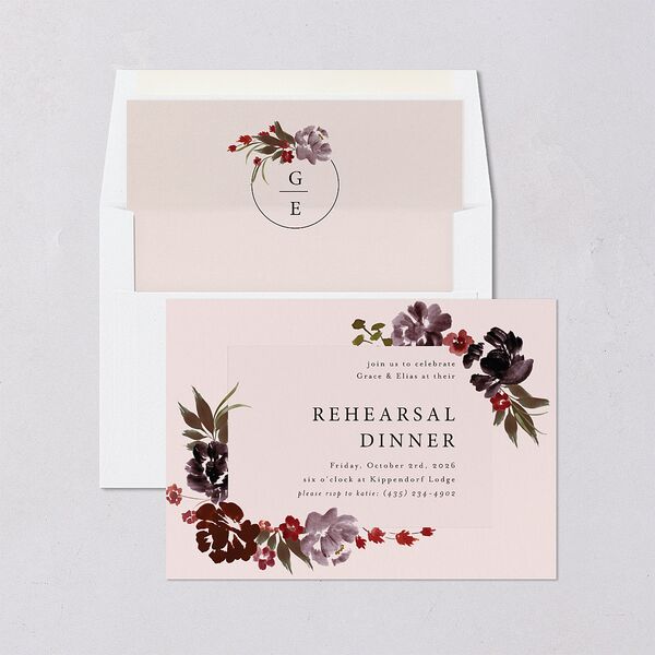 Autumn Romance Rehearsal Dinner Invitations Chocolate Signature Blank