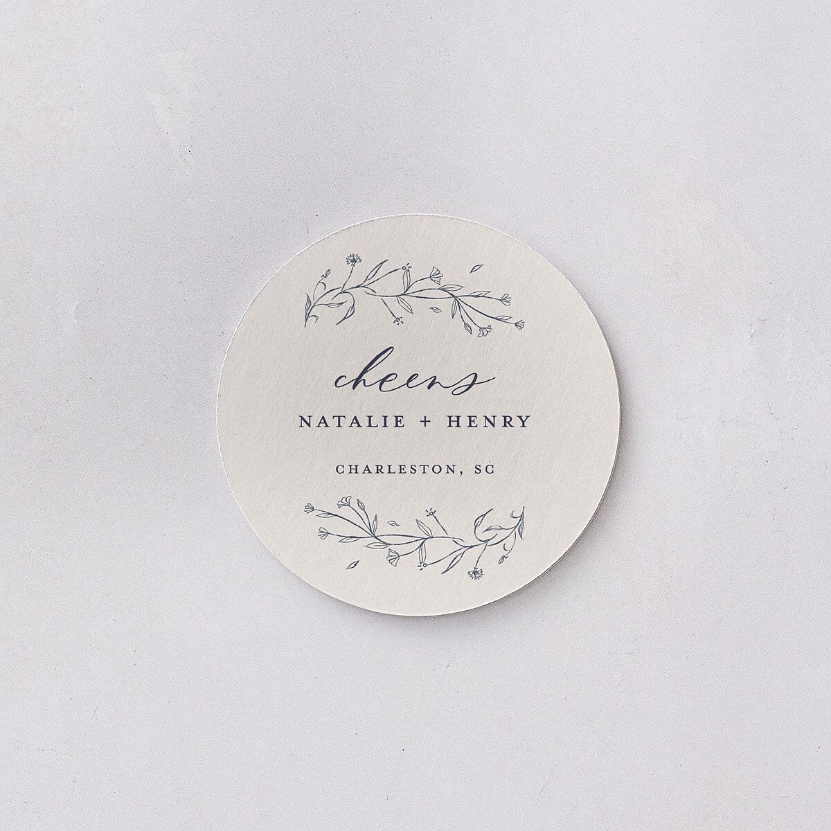 Natural Monogram Coasters Midnight Navy Cardboard Circle