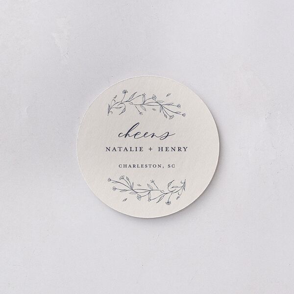 Natural Monogram Coasters Midnight Navy Cardboard Circle