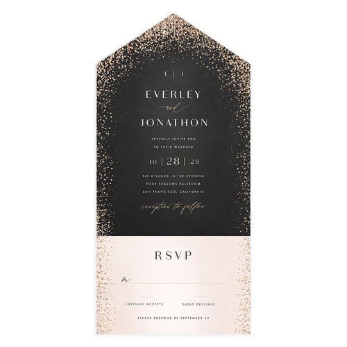 Sparkling Romance All-in-One Wedding Invitations Licorice Signature Light Both Recipient and Return Addresses No