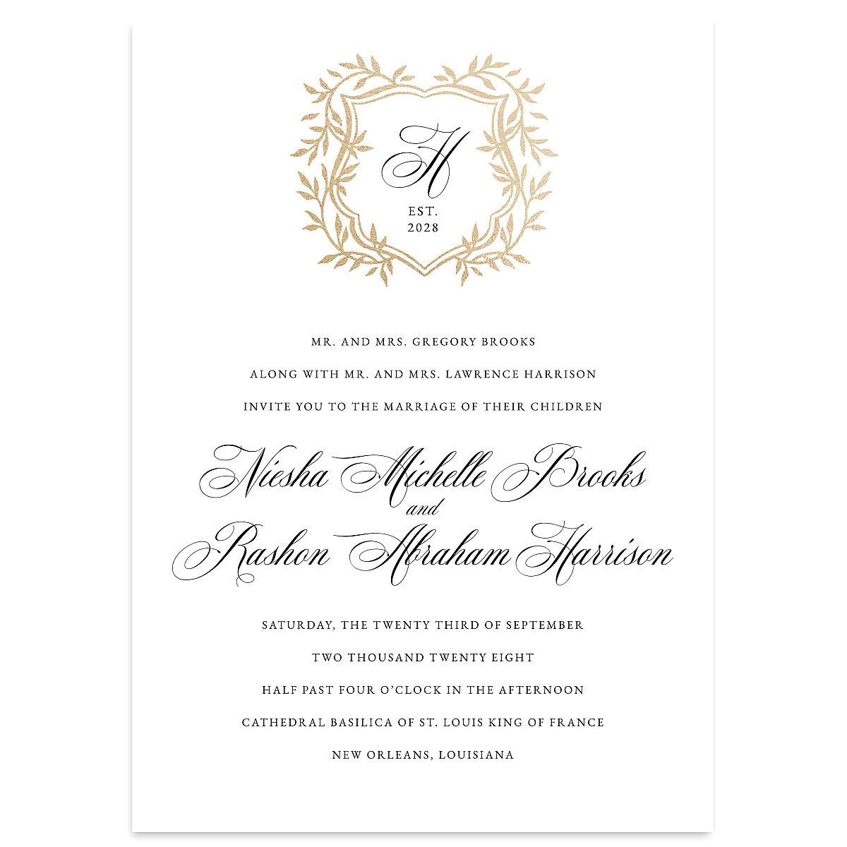 Formal Crest Wedding Invitations