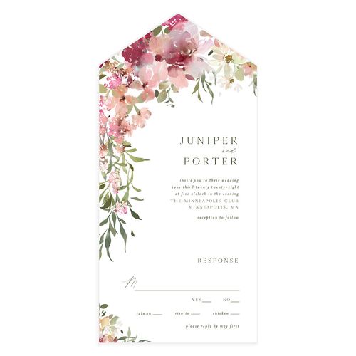 Garden Arch All-in-One Wedding Invitations Candy Pink Signature Light Both Recipient and Return Addresses No