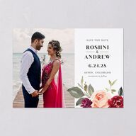 Vibrant Floral Save The Date Cards Deep Claret Signature smooth Blank No