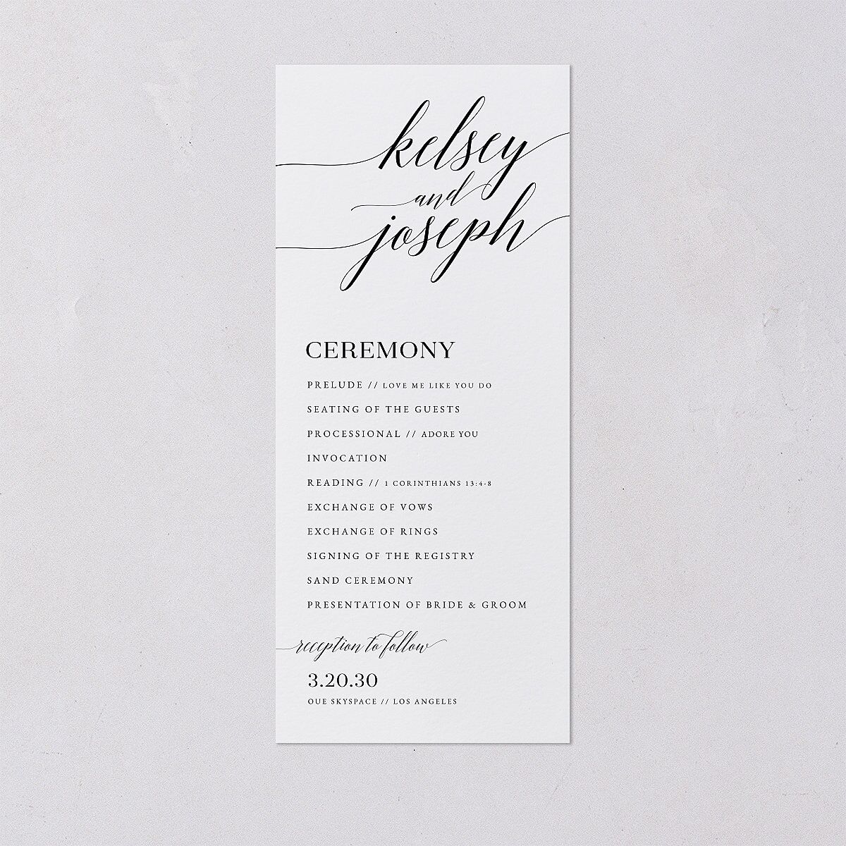 Painted Minimal Wedding Programs Midnight Signature