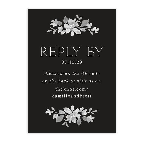 Porcelain Blue Floral Watercolor QR Code RSVP Cards Midnight Signature Standard