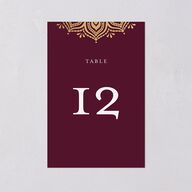 Indian Gilded Adornment Table Numbers Gold Burgundy Signature