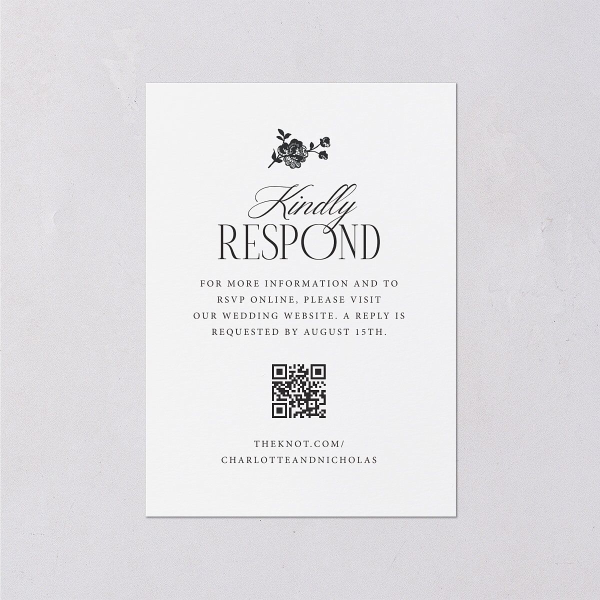 Old Money Botanical Wedding Response Cards Pure White Signature Standard