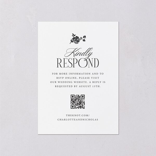 Old Money Botanical Wedding Response Cards Pure White Signature Standard