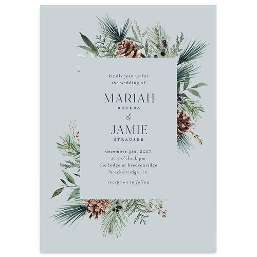 Rustic Pine Wedding Invitations Slate Signature Blank No Standard