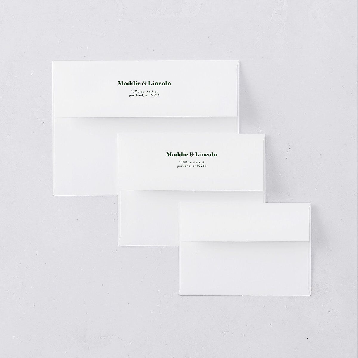 Retro Bloom Wedding Response Card Standard Envelopes White Scottish Green Return Address Signature Standard