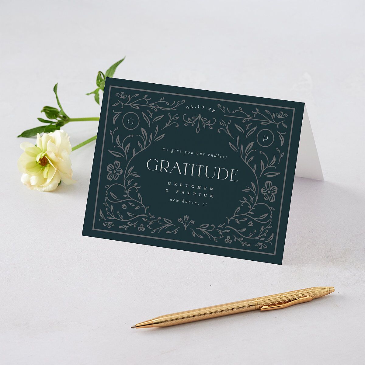 Ornate Storybook Thank You Cards Dark Emerald