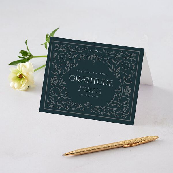 Ornate Storybook Thank You Cards Dark Emerald