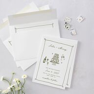 Hand Drawn Cake Wedding Invitations Dark Camo Signature Blank No Standard