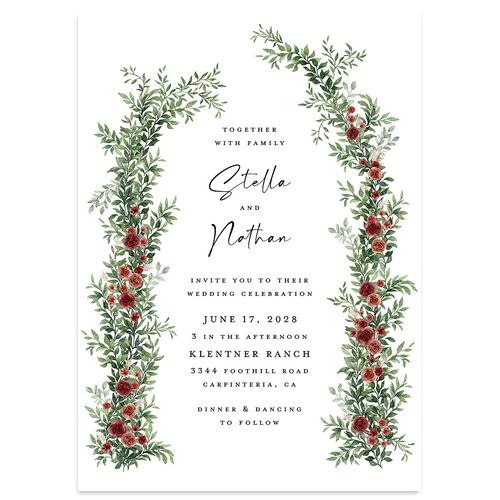 Floral Arc Wedding Invitations Merlot Signature Blank No Standard