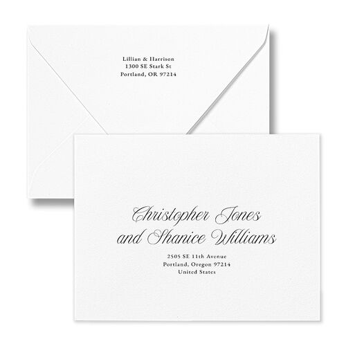 Elegant Oval Monogram Save the Date Magnet Euro Envelopes White Luxe Sand Both Recipient and Return Addresses Signature