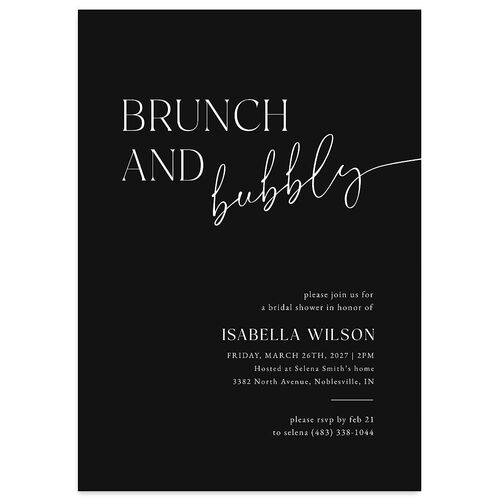 Nothing Fancy Bridal Shower Invitations Charcoal Signature Blank Standard
