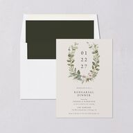 Greenery Laurel Rehearsal Dinner Invitations Champagne Signature Blank Standard