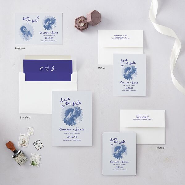 Retro Photocopy Flyer Save the Date Postcards Ice Blue