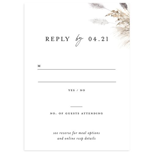 Simple Pampas Wedding Response Cards Midnight Signature Standard