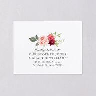 Vibrant Floral All-in-One Wedding Invitations Raspberry Signature Light Both Recipient and Return Addresses