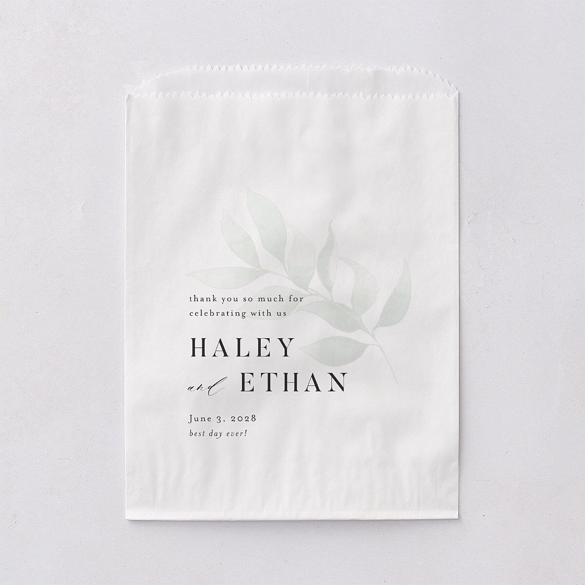 Romantic Greenery Favor Bags White Tide Pool Wax-Lined Food Safe Paper