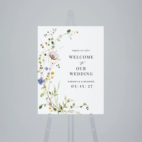 Delicate Wildflower Standard Welcome Sign Medium Pure White Standard Outdoor Corrugated M Welcome
