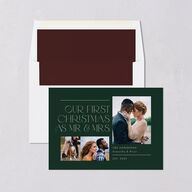 Mr. & Mrs. Holiday Cards Dark Green Signature Blank