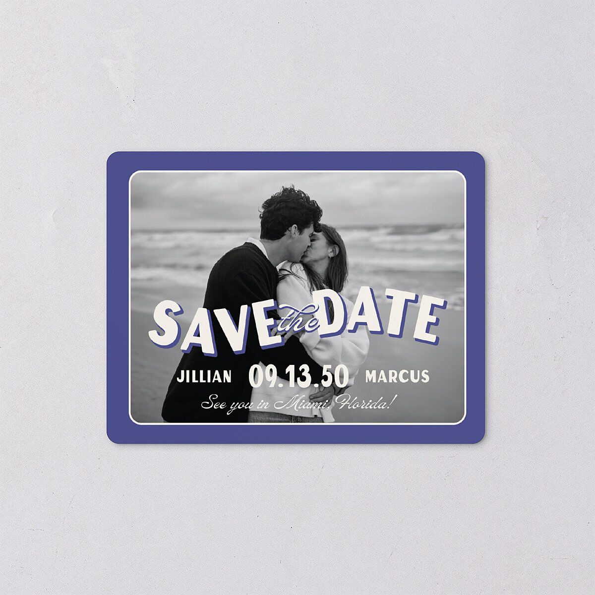 Retro Photo Postcard Inspired Save The Date Magnets Sapphire Magnet Paper