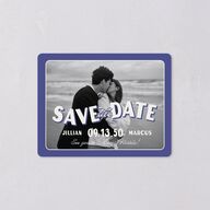 Retro Photo Postcard Inspired Save The Date Magnets Sapphire Magnet Paper