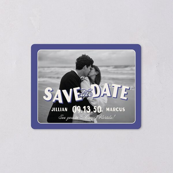Retro Photo Postcard Inspired Save The Date Magnets Sapphire Magnet Paper