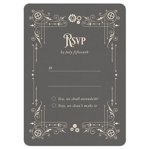 Steampunk Vintage Wedding Response Cards Charcoal Signature Rounded