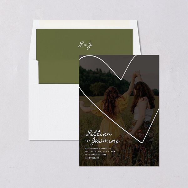 Hand Drawn Heart Photo Envelope Liners Moss Standard