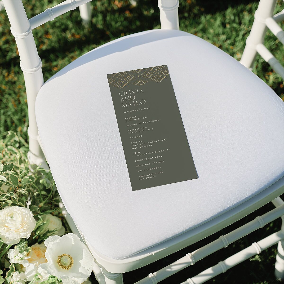 Boho Texture Wedding Programs Gold Deep Olive Signature