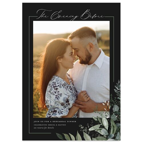 Shining Greenery Rehearsal Dinner Invitations Charcoal Signature Blank Standard