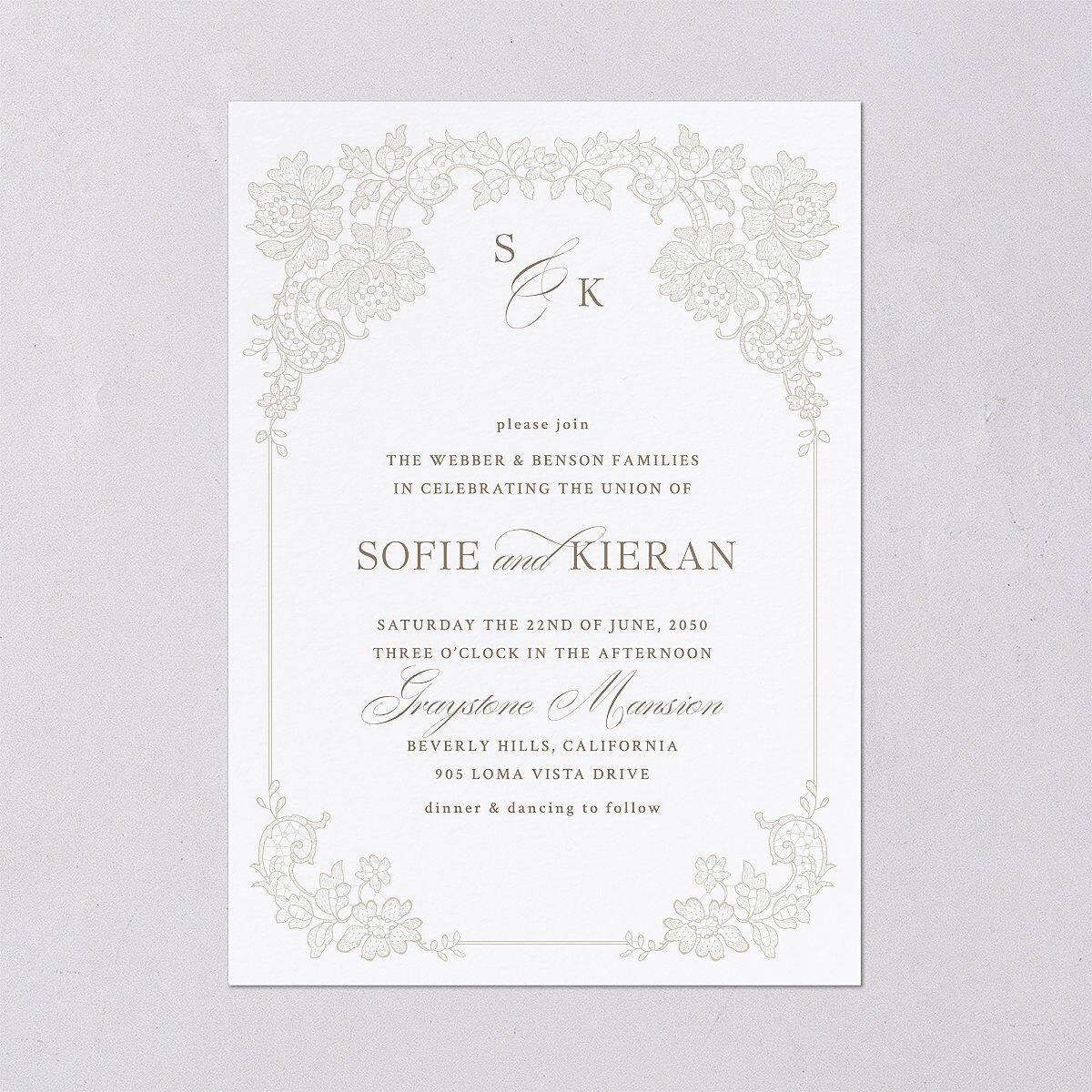 Love Story Lace Wedding Invitations Pure White Signature Blank No Standard