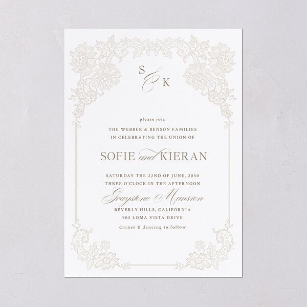 Love Story Lace Wedding Invitations Pure White Signature Blank No Standard