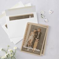 Nostalgic Save the Date Cards Tan Signature smooth Blank No Standard