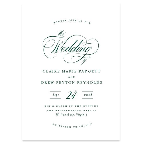 Classic Calligraphy Wedding Invitations Ultramarine Signature Blank No Standard